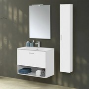 Mobile bagno sospeso 80 bianco con pensile 150 lavabo e specchio Martha