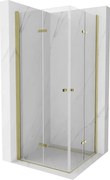 Mexen Lima Duo cabina doccia pieghevole 90 x 90 cm, trasparente, oro - 856-090-090-50-00-02