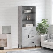 Credenza grigio cemento 69,5x34x180 cm in legno multistrato