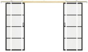 Porta scorrevole doppia con sistema a incasso 2xH205xL83cm  Alluminio e Vetro temperato trasparente - SINCA II