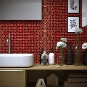 Mosaico in pietra Shape mix rosso L 1.5 x L 30cm x Sp. 80 mm, 11 pezzi