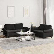 Set Di Divani 2 Pz Con Cuscini Nero İn Velluto /