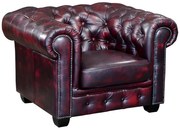 Poltrona Chesterfield 100% cuoio di bufalo Cherry - BRENTON