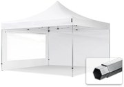 TOOLPORT 4x4m gazebo pieghevole PES con laterali (finestre panoramiche), PROFESSIONAL alluminio, bianco - (600190)