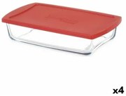 Porta pranzo Borcam Rosso Trasparente Vetro Borosilicato 1,3 L (4 Unità)