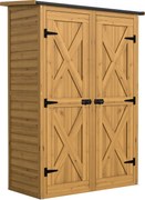 Capanno Armadio Porta Attrezzi da Giardino 115x53x156 cm con Ripiani Interni in Legno di Abete Marrone...