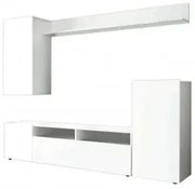 Parete Soggiorno Bridge Bianco e Bianco Lucido, Dimensioni: cm 207 x 34 x 170 h