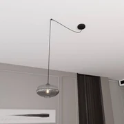 EMIBIG LIGHTING Lampada a sospensione Origo, Ø 30 cm, grigio fumo/nero, decentrata
