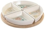 Vassoio per aperitivi DKD Home Decor 21,5 x 21,5 x 1 cm Beige Bianco Gres Tradizionale