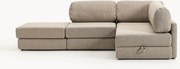 Divano letto angolare in bouclé con contenitore Ladina