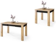 FONTE Rovere Artisan / Nero Opaco - CLASSICO TAVOLO DA CUCINA/SALONE ESTENDIBILE FINO A 130 o 155 cm!
