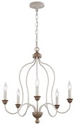 Lampadario Classico Hartsville Acciaio Gesso Slavato Legno Marrone 5 Luci E14