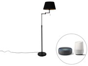 Lampada da terra intelligente nera con paralume nero incl. Wifi A60 - Ladas Deluxe