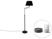 Lampada da terra Smart nera con paralume nero e braccio regolabile incl. Wifi A60 - Ladas Deluxe