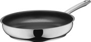 Calabria Padella con rivestimento in acciaio inox, a prova di induzione, manico in acciaio inox, senza pfoa, per cucinare, Acciaio inox con triplo