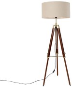 Lampada da terra in ottone con paralume marrone chiaro 50 cm treppiede - Cortin