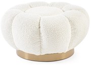 Pouf FLOREL in tessuto effetto bouclé bianco