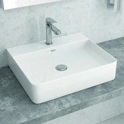Kamalu - Lavabo bagno da appoggio 50cm ceramica bianco lucido | Litos-0006