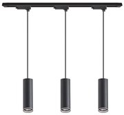 Lampadario a sospensione con cavo per sistema a binario PIPE 3xGU10/10W/230V nero