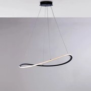 Sospensione in metallo e alluminio laccato nero con led integrato c...