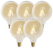 Set di 5 lampadine LED dimmerabili E27 G125 oro 5W 450lm 2200K