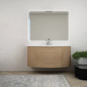 Mobile bagno sospeso 60 cm rovere tabacco con lavabo solid surface