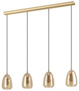 Lampadario Contemporaneo Alobrase 4 Luci Metallo Ottone Spazzolato