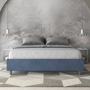 Letto contenitore da 160x190 in microfibra blu Azelia