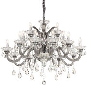 Lampadario Classico Colossal Metallo-Cristallo Grigio 15 Luci E14