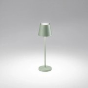 Lampada Da Tavolo Esterno Diva Contemporanea Alluminio Salvia Led Luce Calda