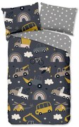 Set copripiumino e federa da bambini grigio in cotone per letto singolo 140x200 cm Rush – Good Morning