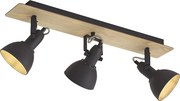 Faretto da soffitto nero con legno 3 luci ruotabile e inclinabile - Jakub