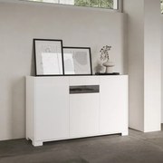 Madia in legno Bianco Lucido ROJAS a 3 ante con inserto in vetro Fumč 130 cm