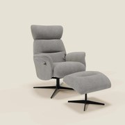 Lunor Poltrona relax reclinabile con pouf poggia-piedi in tessuto bouclé impermeabile T07 grigio
