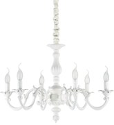 Lampadario Shabby Chic-Provenzale Justine Metallo Bianco 6 Luci E14