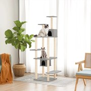 Albero per gatti con tiragraffi in sisal grigio chiaro 176 cm