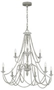 Lampadario Classico Maryville Acciaio Grigio Slavato Legno 9 Luci E14