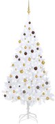 Albero di Natale Artificiale Preilluminato con Palline, Albero di Natale Preilluminato con Palline Bianco 240 cm PVC