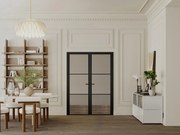 Blocco porta reversibile a due battenti 2 x H204 x L83 cm in Alluminio e Vetro fumé Nero - MASERU
