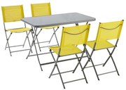 Set tavolo e sedie Emys NATERIAL in acciaio giallo per 4 persone