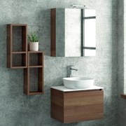 Kamalu - Composizione mobiletto bagno 60 cm, 2 pensili e specchio contenitore SP-60C