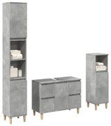 Set mobili da bagno 3 pz grigio cemento in legno multistrato