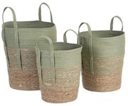 Set di Cesti 42 x 42 x 48 cm Menta Fibra naturale (3 Pezzi)