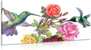 Quadro su tela – Colibrì con fiori