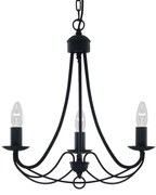 Lampadario Industrial-Nordico Maypole Acciaio Nero 3 Luci E14