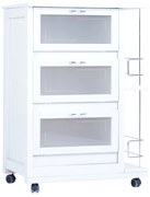 Carrello PRESTIGE cassettiera a ribalta e portabottiglia LACCATO BIANCO