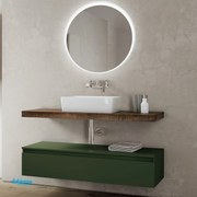 Mobile Bagno Sospeso "Ninfa" Da 120 Cm Composto Da Un Mensolone Top Ed Un Cassetto Lavabo E Specchio