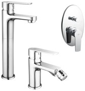 Set miscelatori lavabo alto bidet e doccia incasso con deviatore Juliette