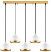 Lampadario a sospensione su cavo YILDO 5xE27/40W/230V bianco/oro