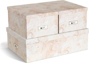 Scatole in set con coperchio beige in cartone 3 pz 31x47x15,5 cm Inge Paper Laminate – Bigso